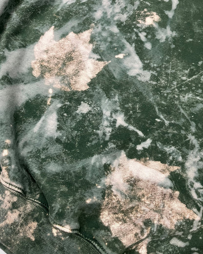 Forest Green Leaf Bleached NWK Crewneck
