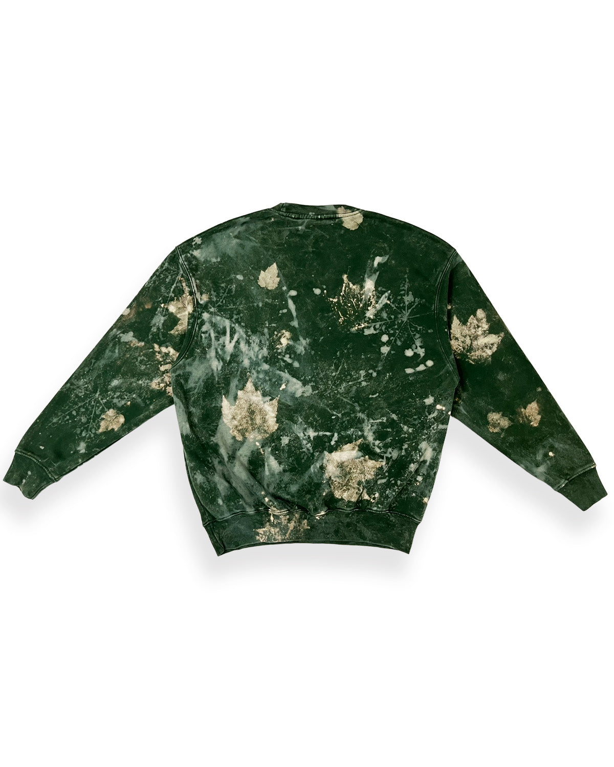 Forest Green Leaf Bleached NWK Crewneck