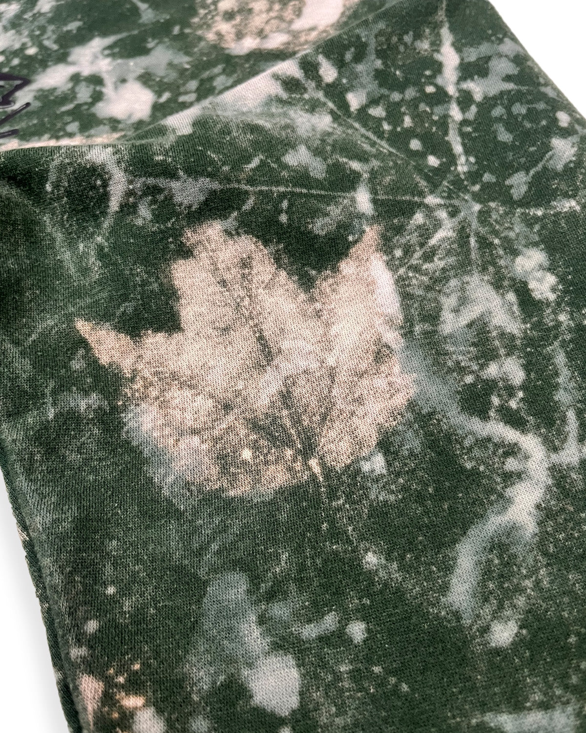 Forest Green Leaf Bleached NWK Crewneck