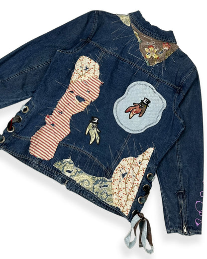 Dark Blue Patchworked Bop Patches Denim