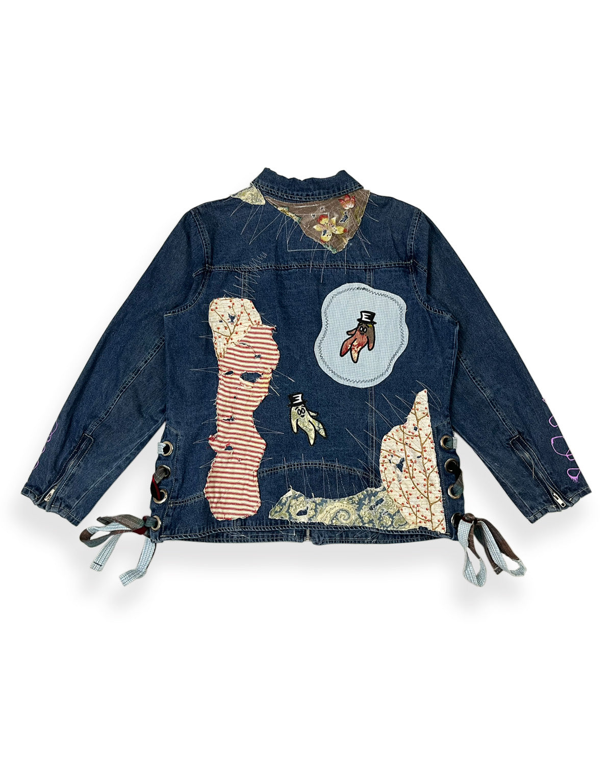 Dark Blue Patchworked Bop Patches Denim