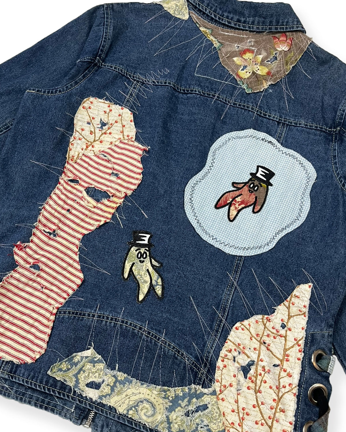 Dark Blue Patchworked Bop Patches Denim