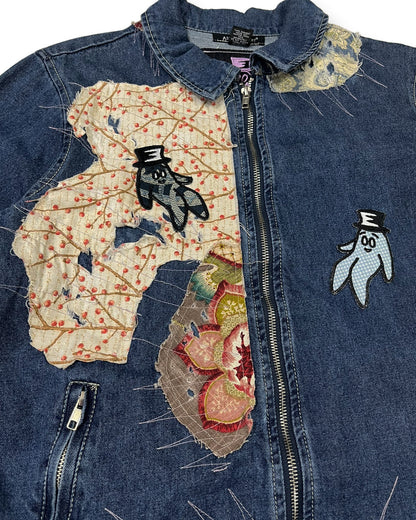 Dark Blue Patchworked Bop Patches Denim