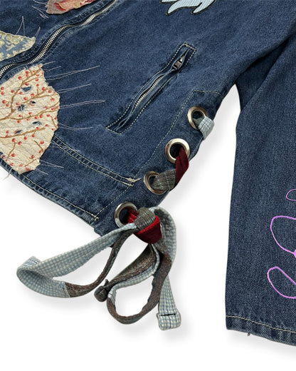 Dark Blue Patchworked Bop Patches Denim