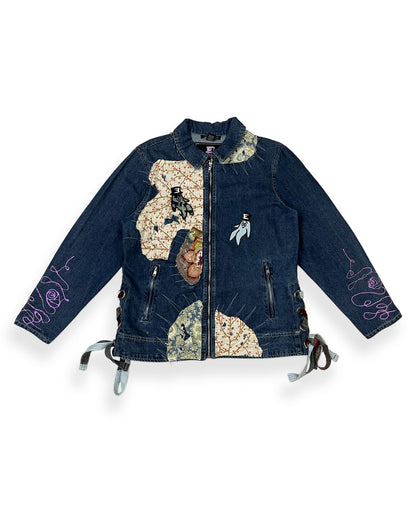 Dark Blue Patchworked Bop Patches Denim