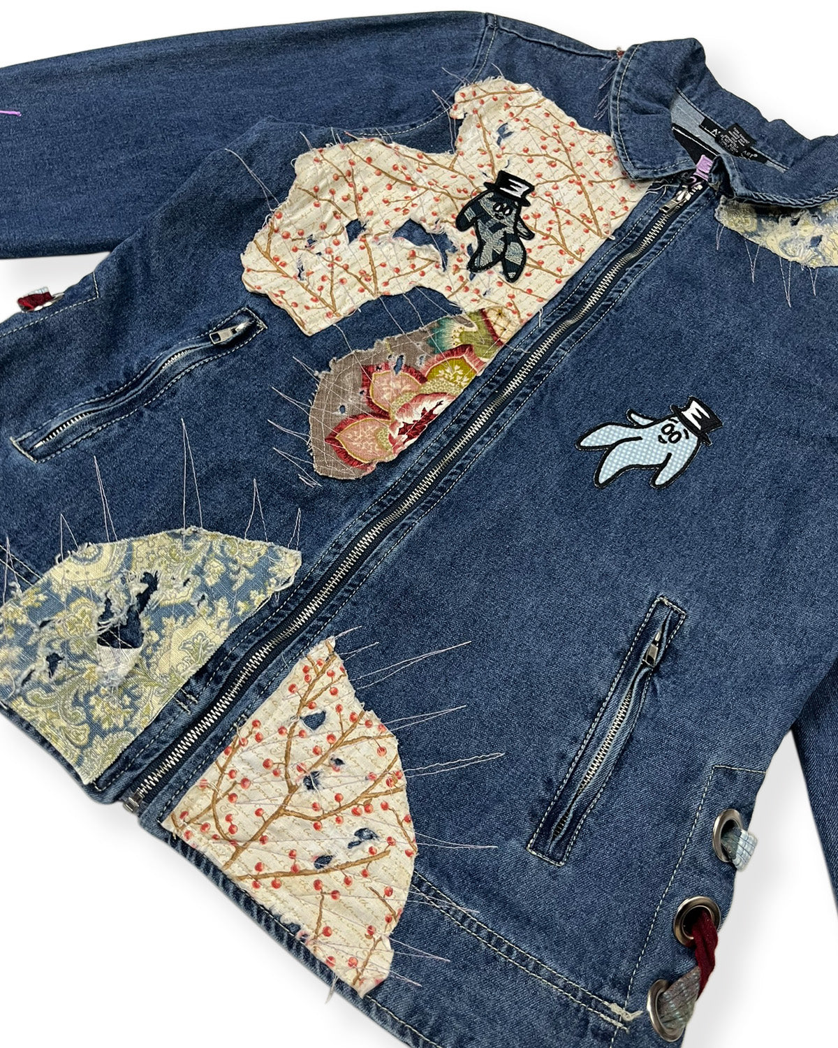 Dark Blue Patchworked Bop Patches Denim