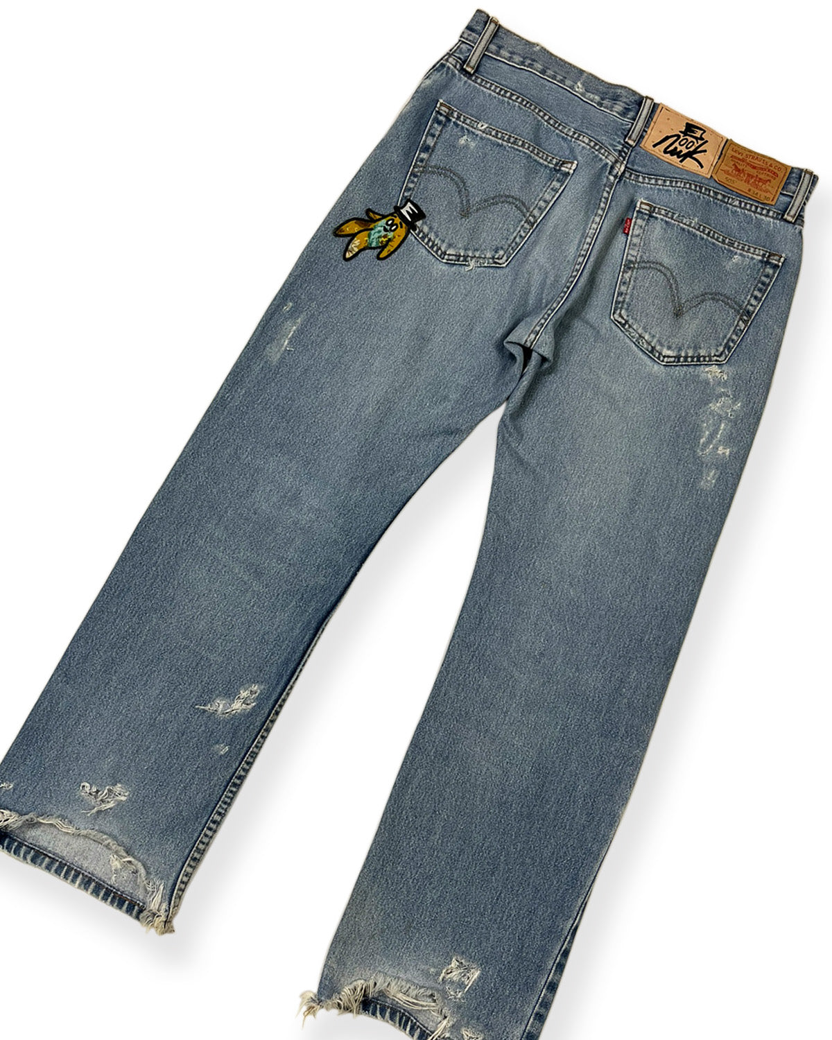 Blue Distressed Bop Patches Denim