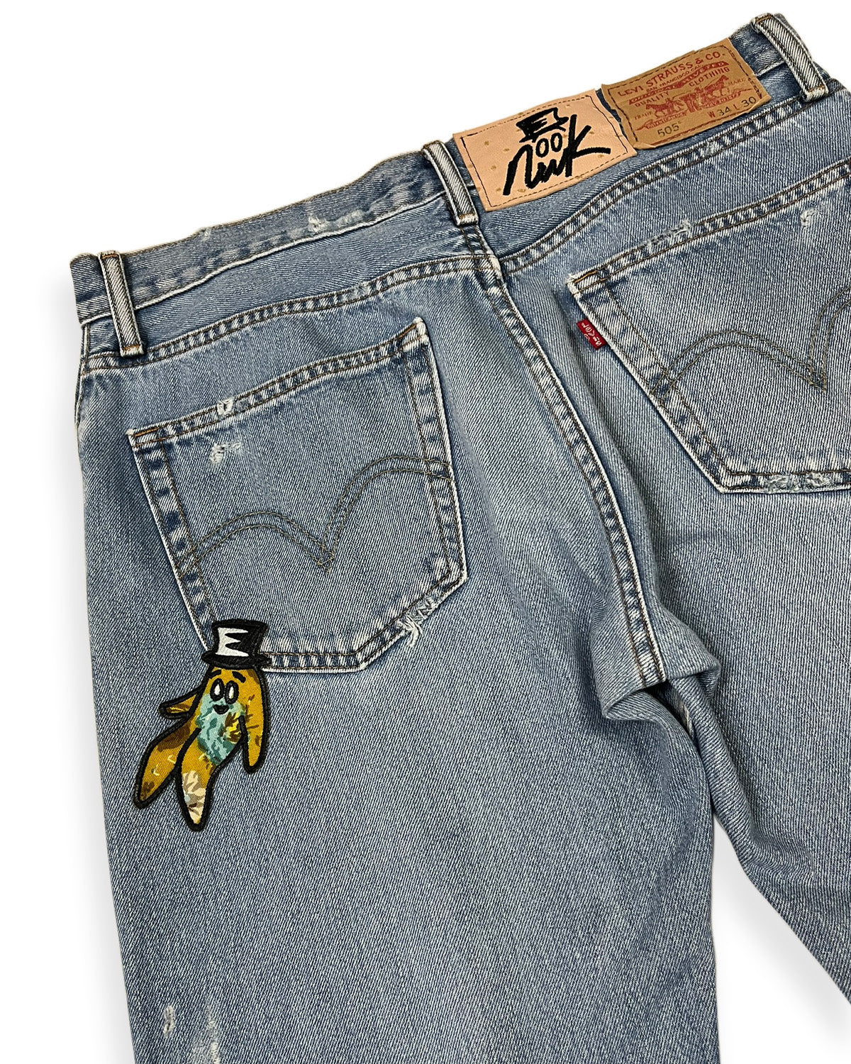 Blue Distressed Bop Patches Denim