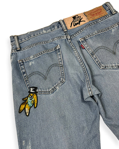 Blue Distressed Bop Patches Denim