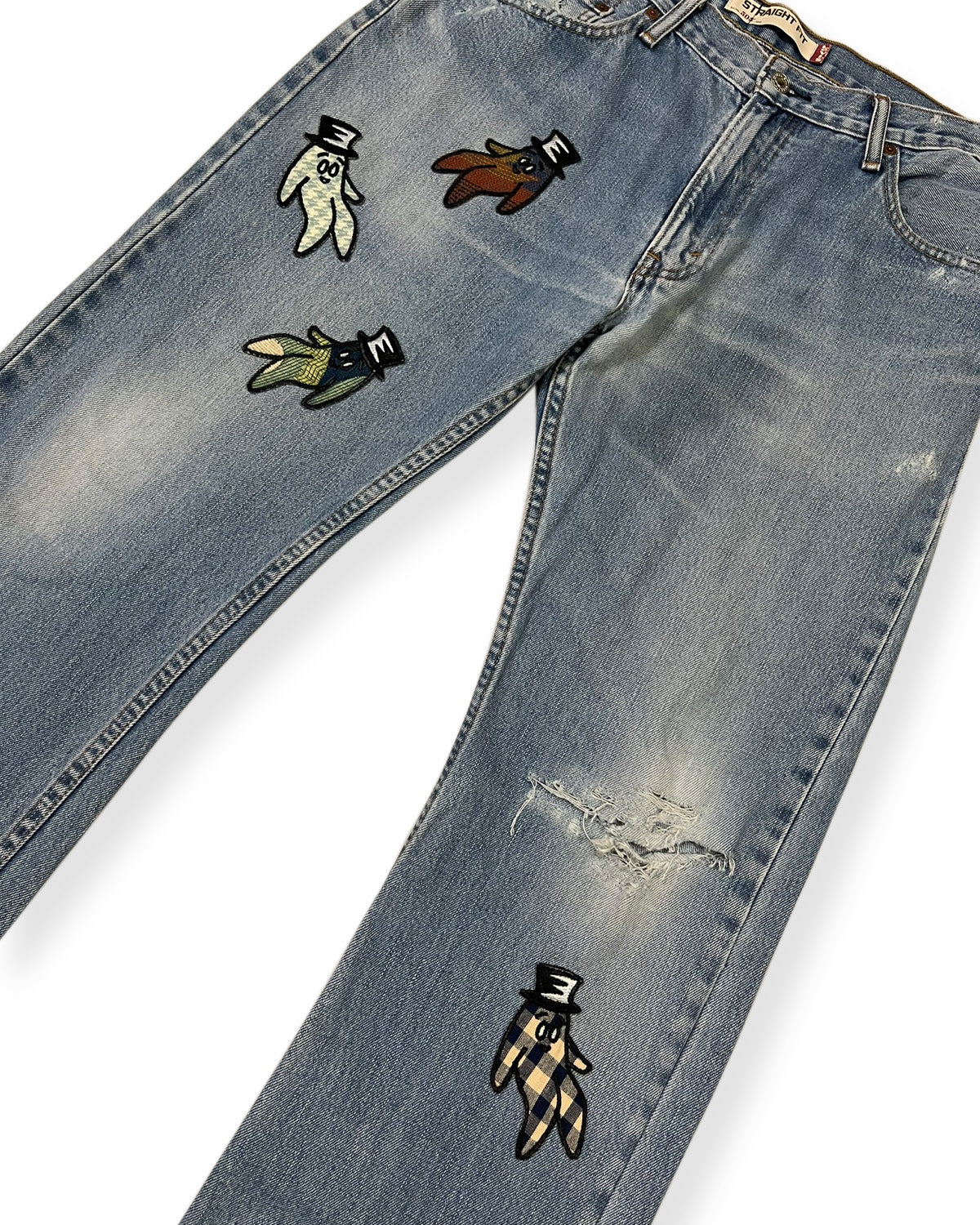 Blue Distressed Bop Patches Denim