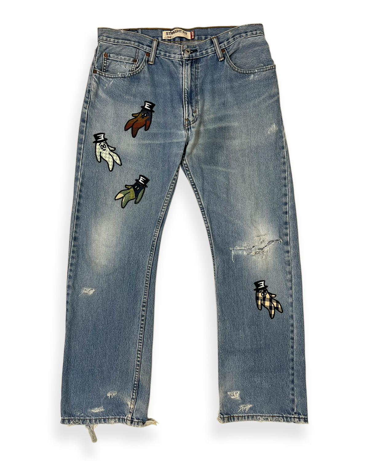 Blue Distressed Bop Patches Denim