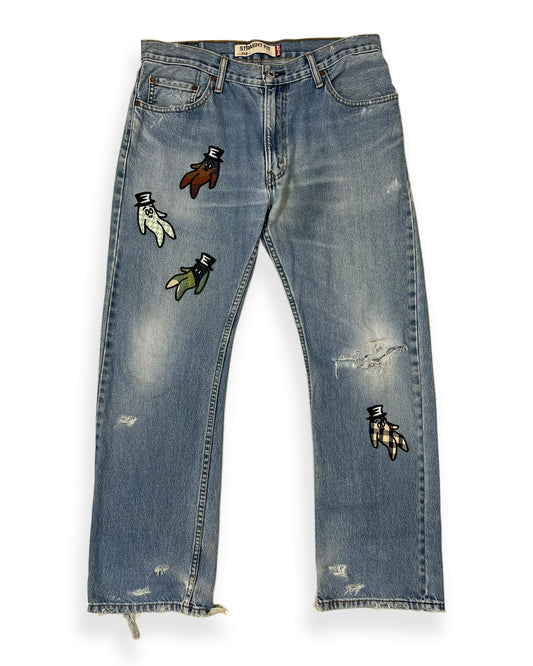 Blue Distressed Bop Patches Denim