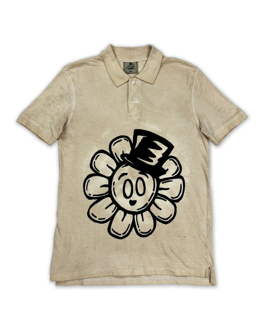 Flower Bop Tan Collared T-Shirt 1/1