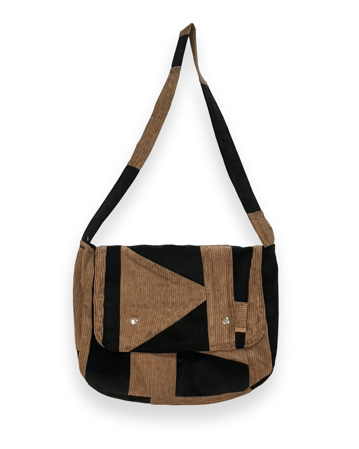 Corduroy Patchwork Crossover Flap Bag