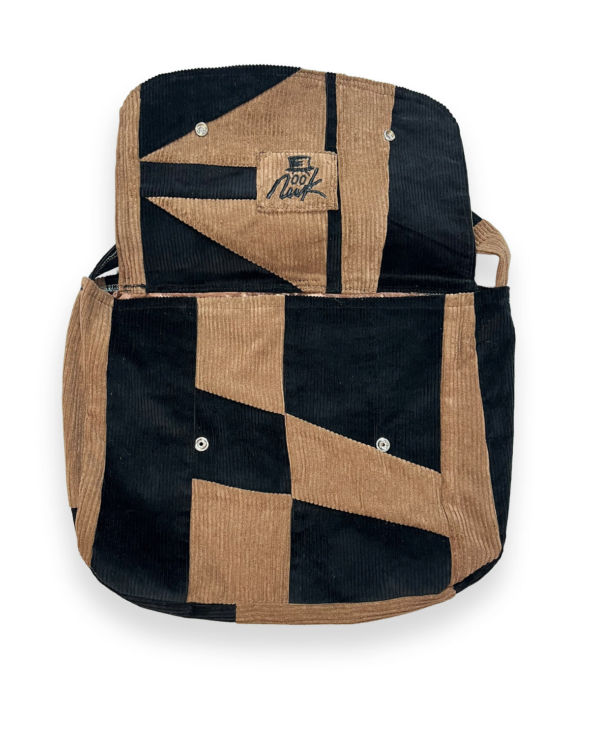 Corduroy Patchwork Crossover Flap Bag