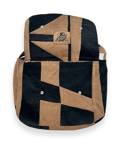 Corduroy Patchwork Crossover Flap Bag