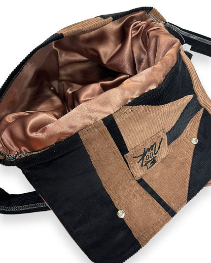 Corduroy Patchwork Crossover Flap Bag