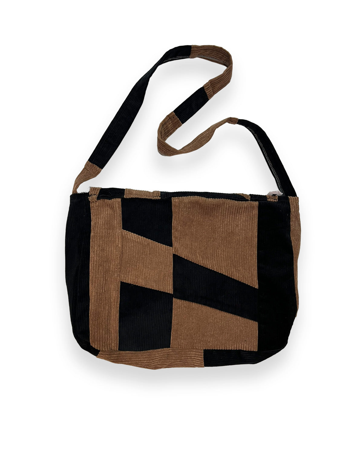 Corduroy Patchwork Crossover Flap Bag