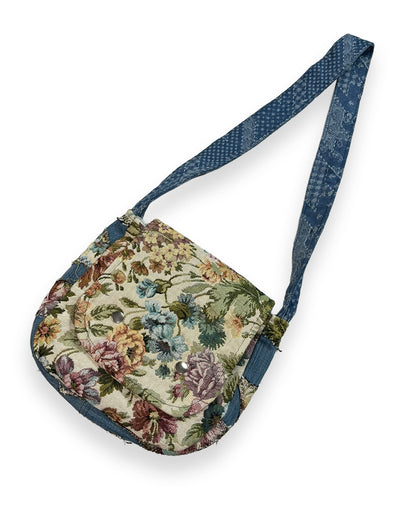 Denim Floral Patchwork Flap Bag