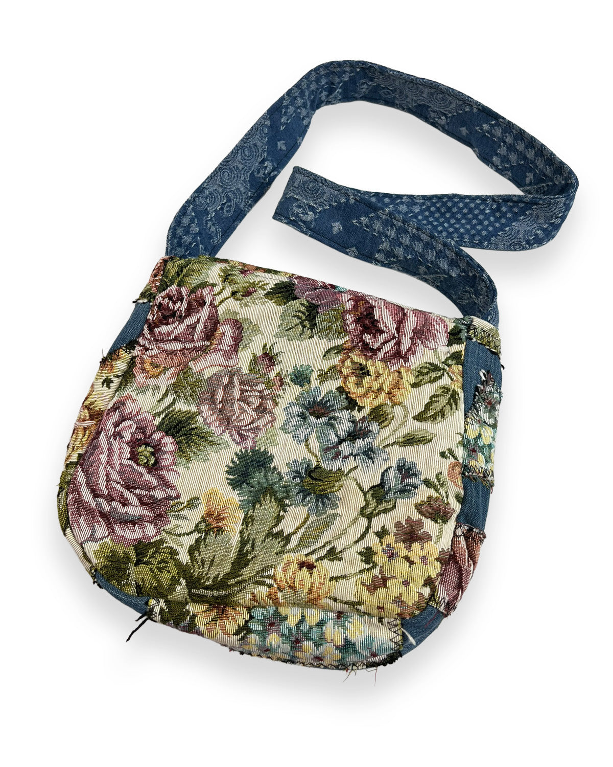 Denim Floral Patchwork Flap Bag