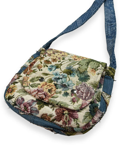 Denim Floral Patchwork Flap Bag