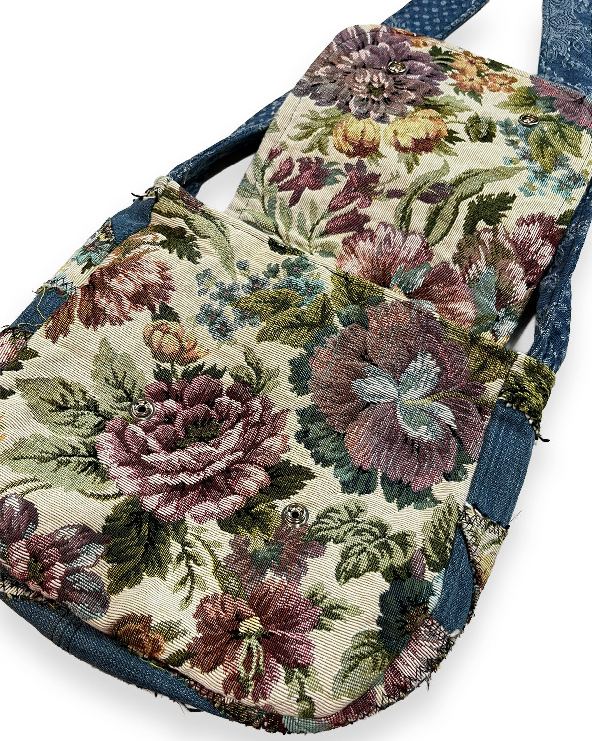 Denim Floral Patchwork Flap Bag