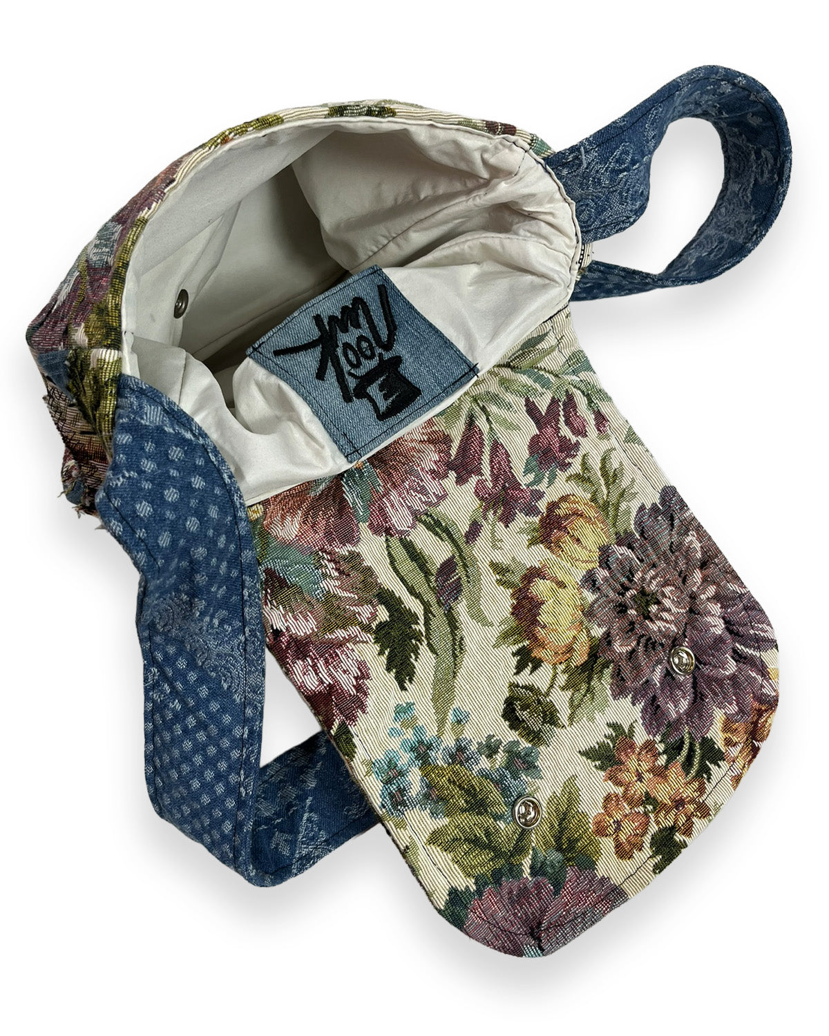 Denim Floral Patchwork Flap Bag