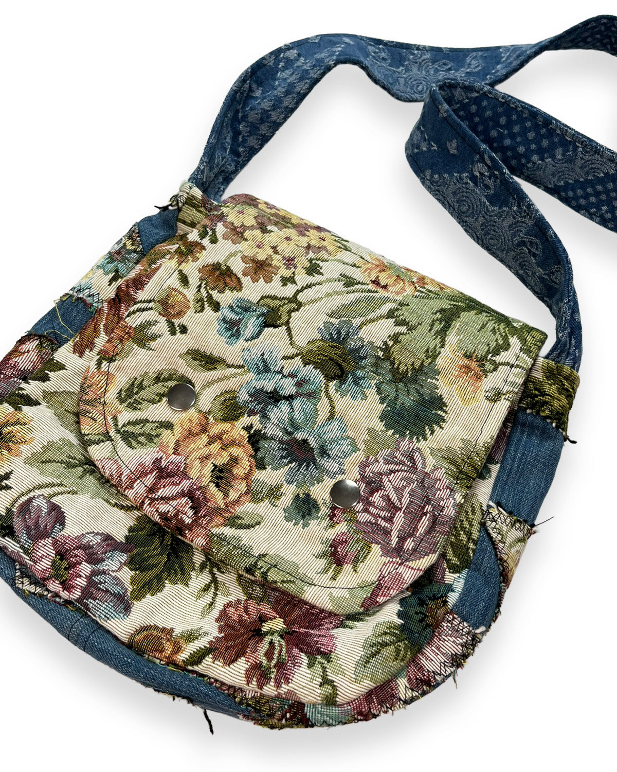 Denim Floral Patchwork Flap Bag