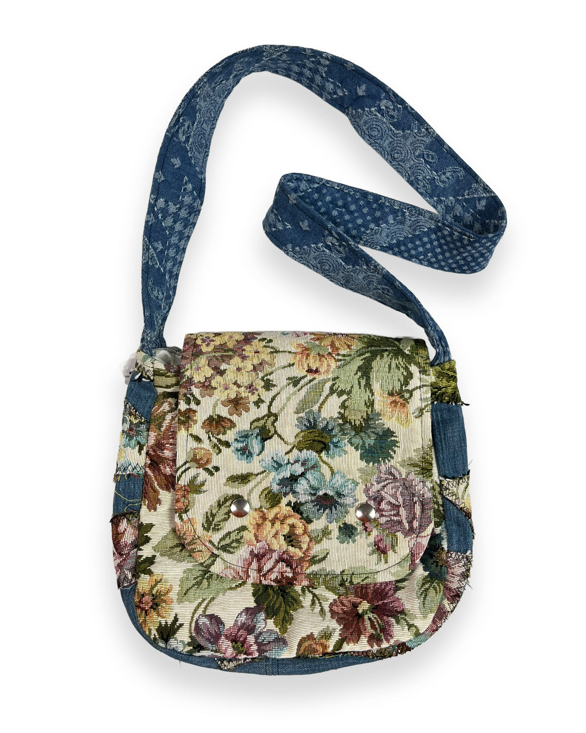 Denim Floral Patchwork Flap Bag