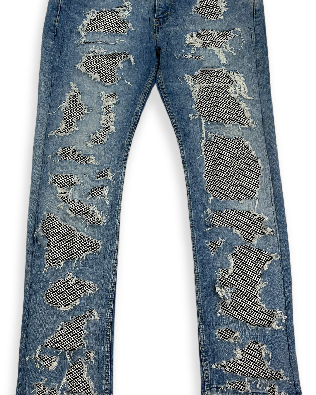 Distressed Mesh Denim