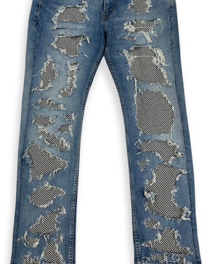 Distressed Mesh Denim
