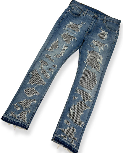 Distressed Mesh Denim