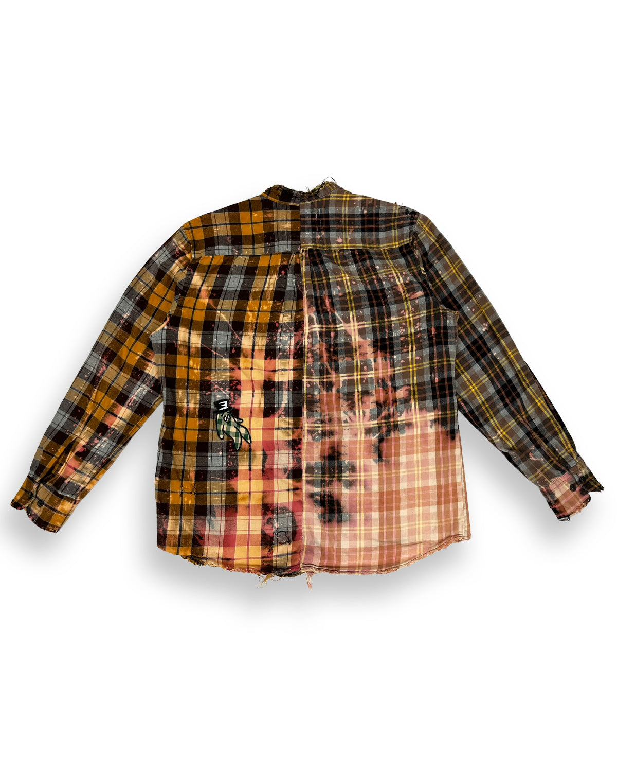 Distressed Bleached Two-Tone Plaid Bop Patches Flannel