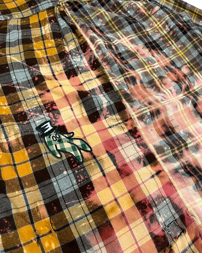 Distressed Bleached Two-Tone Plaid Bop Patches Flannel