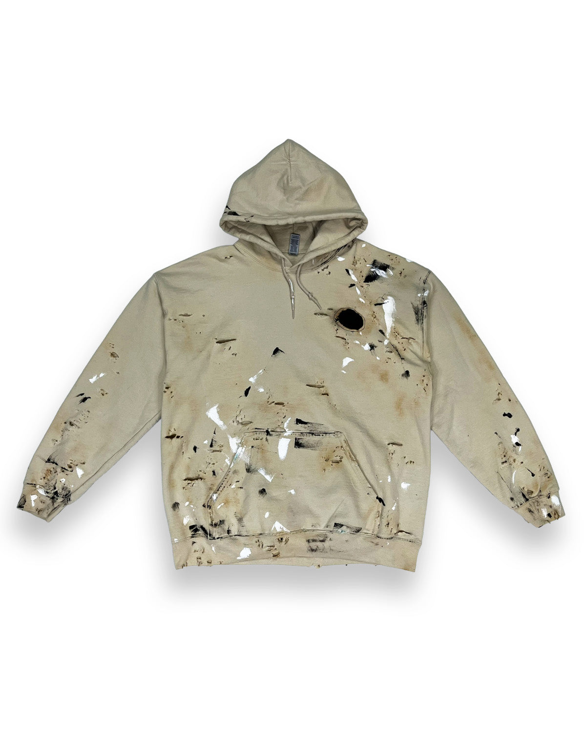 Distressed Burnt Tan Paint Splatter Hoodie