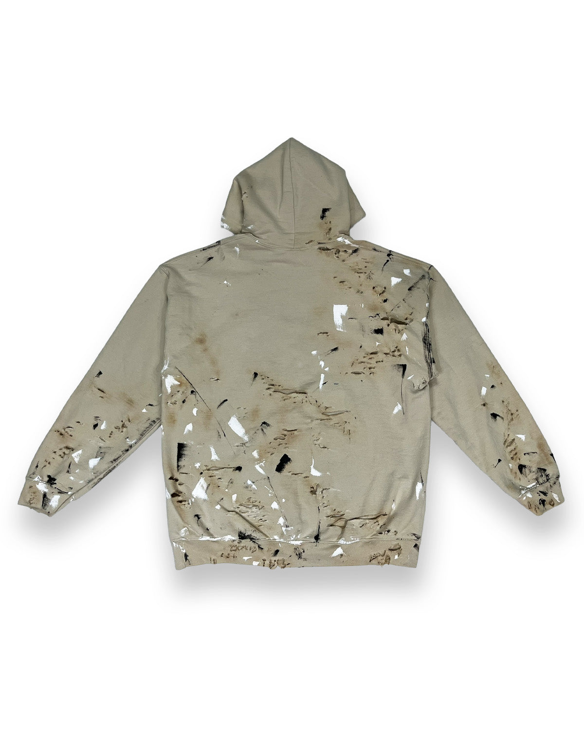 Distressed Burnt Tan Paint Splatter Hoodie