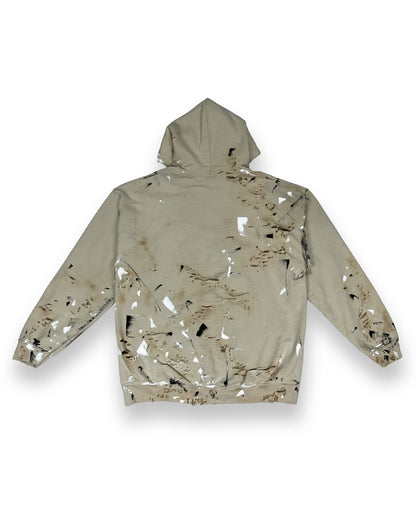 Distressed Burnt Tan Paint Splatter Hoodie