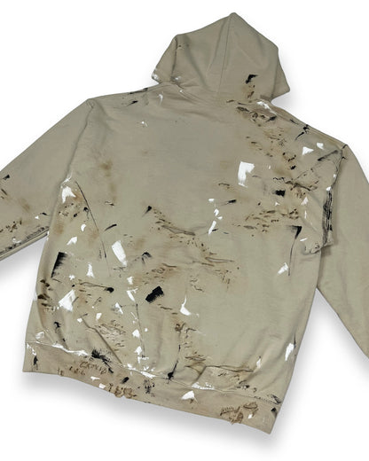 Distressed Burnt Tan Paint Splatter Hoodie