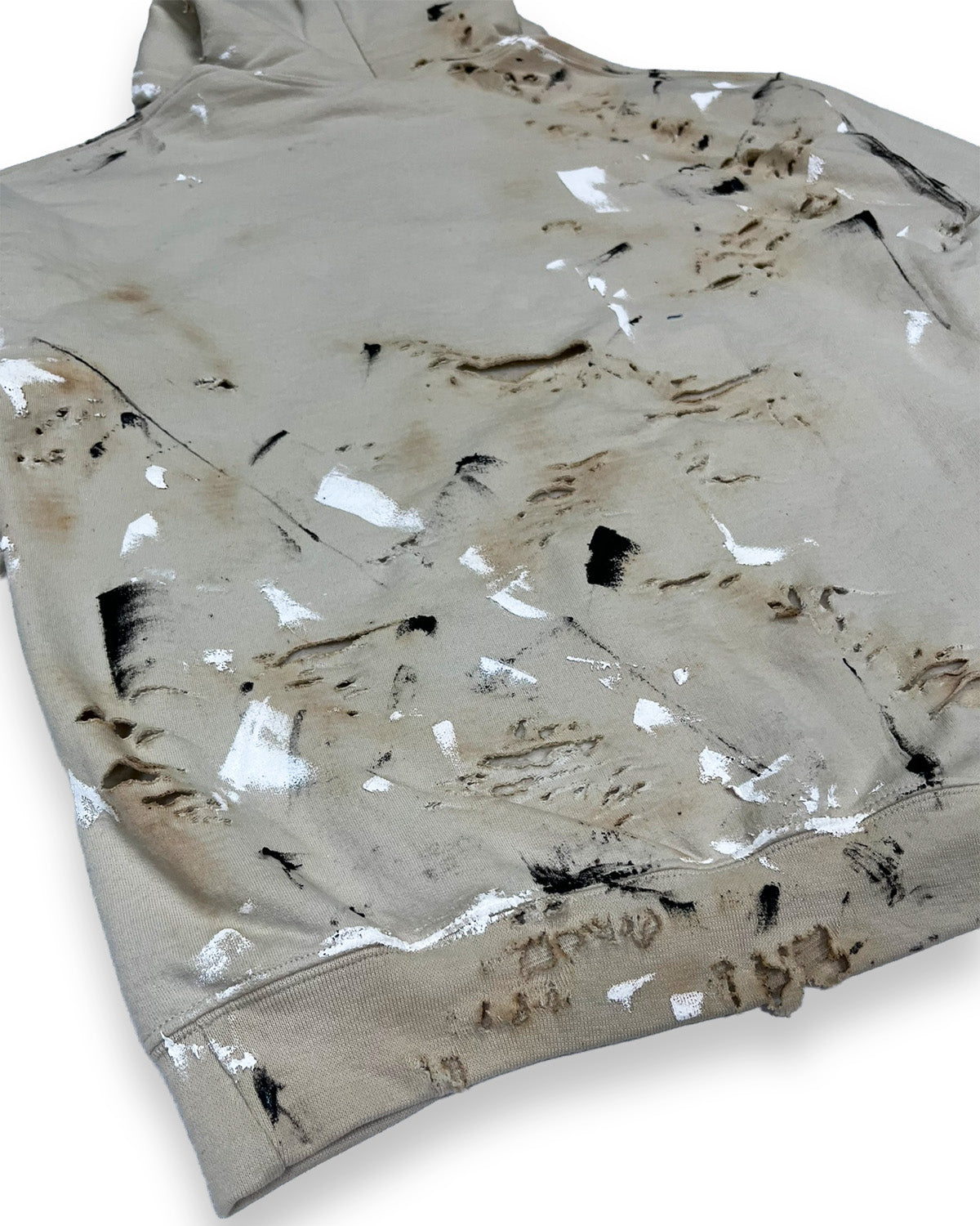 Distressed Burnt Tan Paint Splatter Hoodie