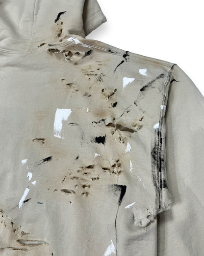 Distressed Burnt Tan Paint Splatter Hoodie