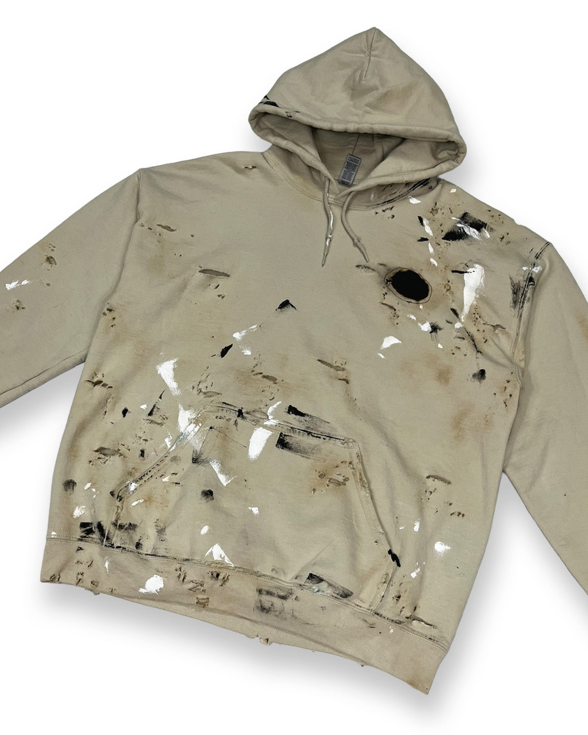 Distressed Burnt Tan Paint Splatter Hoodie