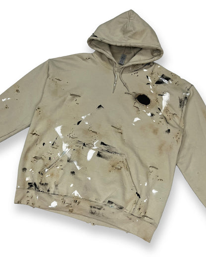 Distressed Burnt Tan Paint Splatter Hoodie