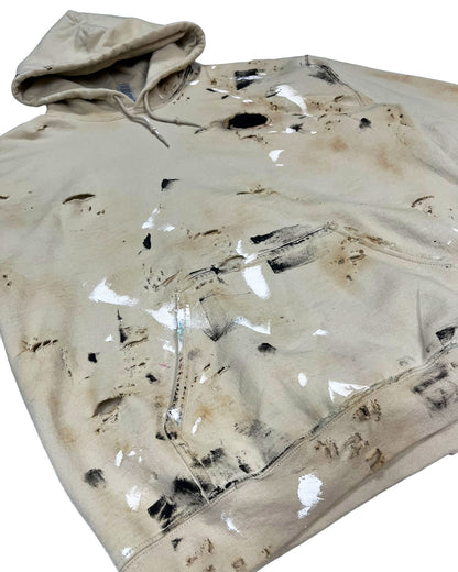 Distressed Burnt Tan Paint Splatter Hoodie