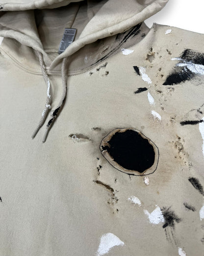 Distressed Burnt Tan Paint Splatter Hoodie