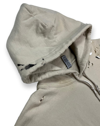 Distressed Burnt Tan Paint Splatter Hoodie