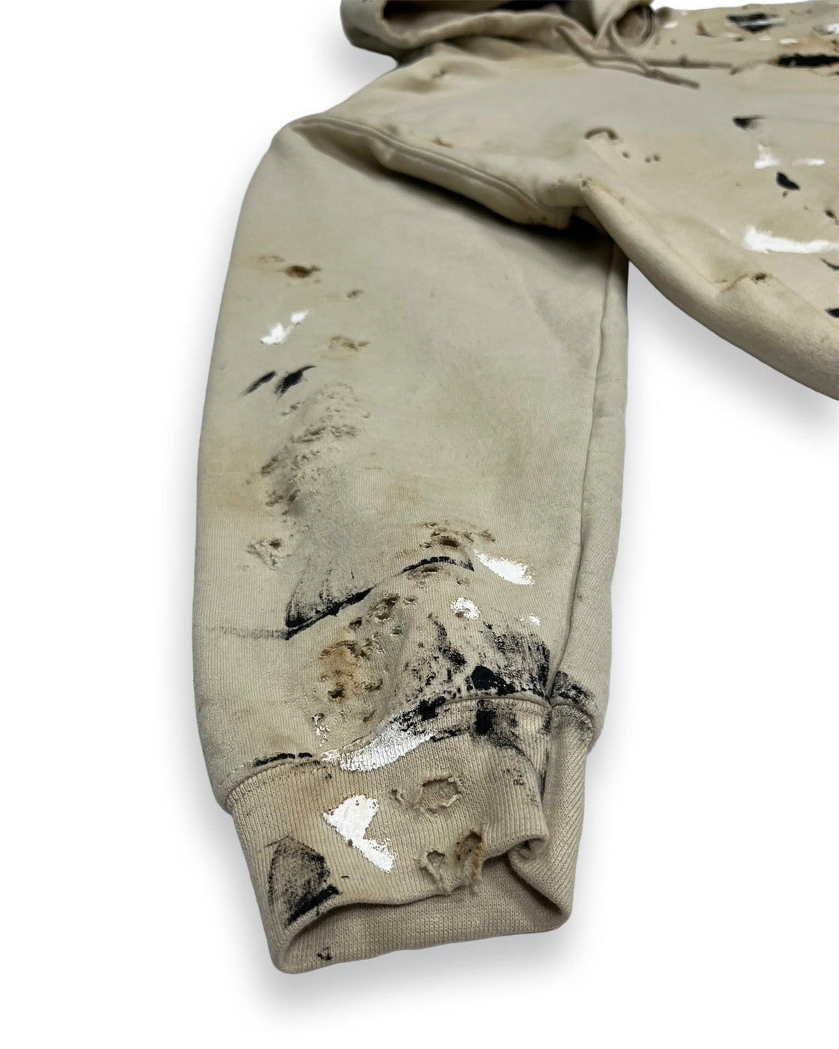 Distressed Burnt Tan Paint Splatter Hoodie