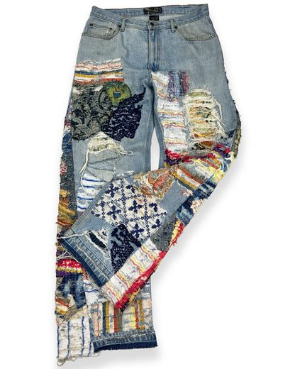 Insane Flared NWK Patchwork Denim