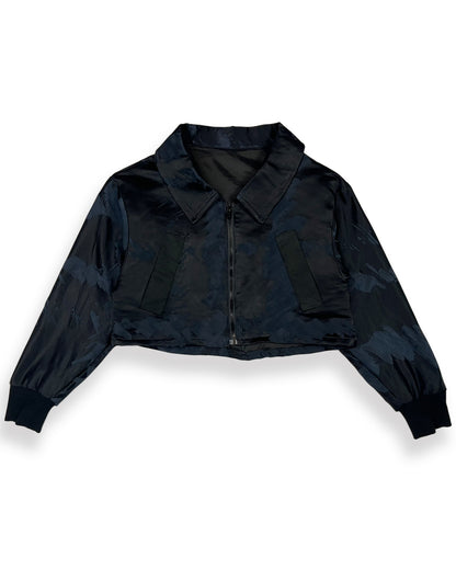 Midnight Brushstroke Cropped Bomber Jacket