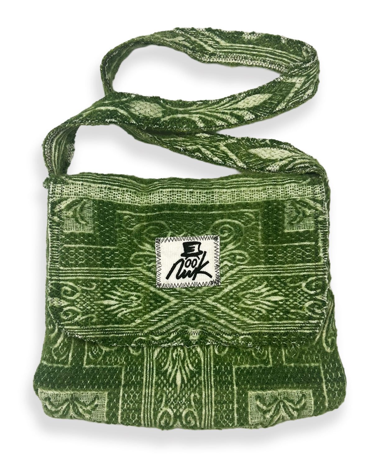 Vintage Green Tapestry Blanket Shoulder Bag