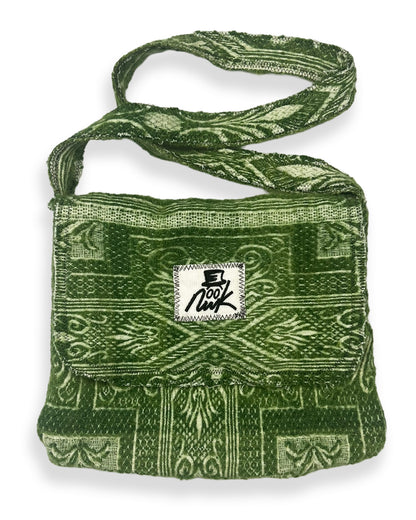Vintage Green Tapestry Blanket Shoulder Bag